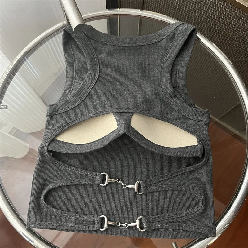Sports Tank Tops With Bra Pad Casual Crop