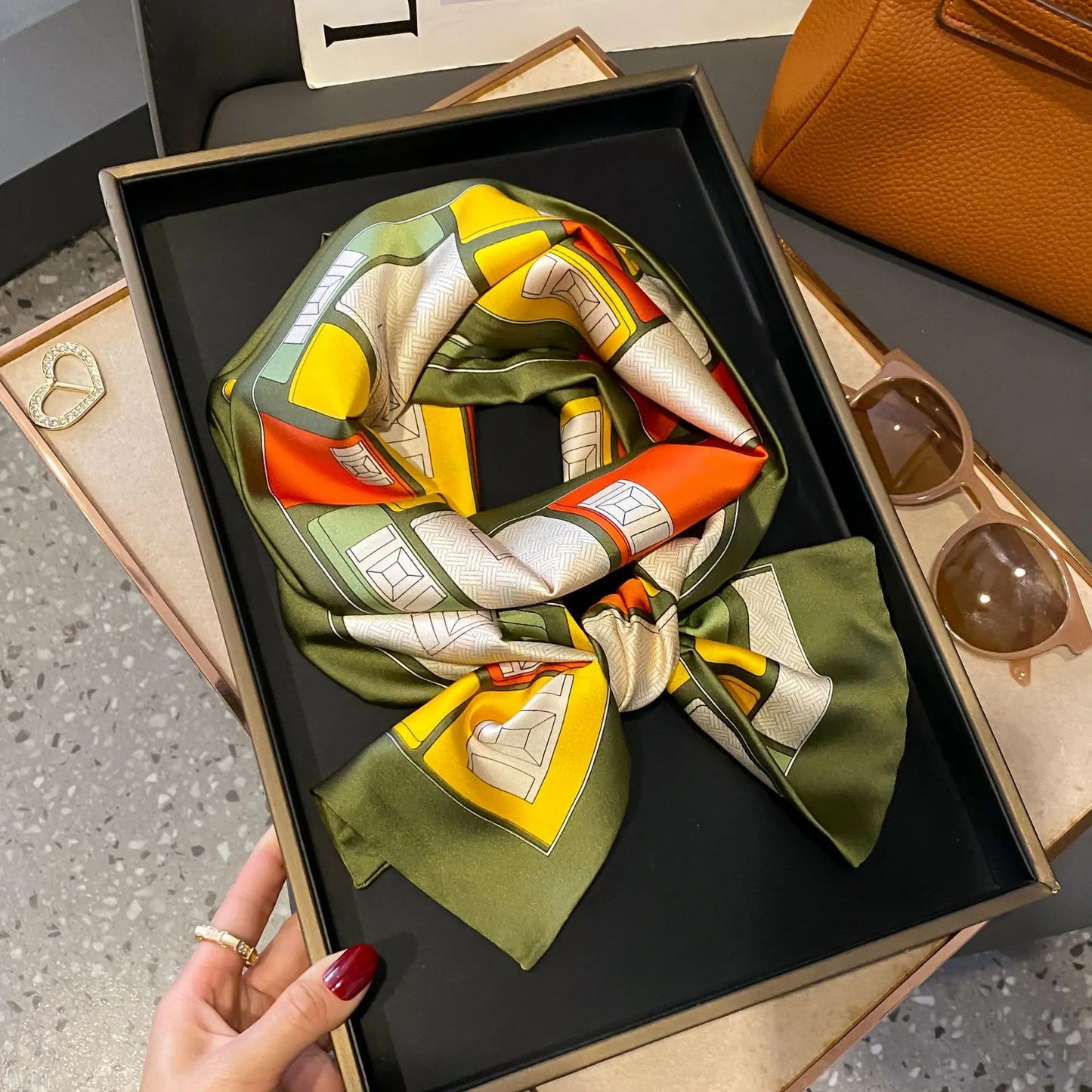 Long Silk Scarf Bag Tie Women Neck Skinny Scarves Hair band Foulard Horse Print Brand Lady Neckerchief Ribbon