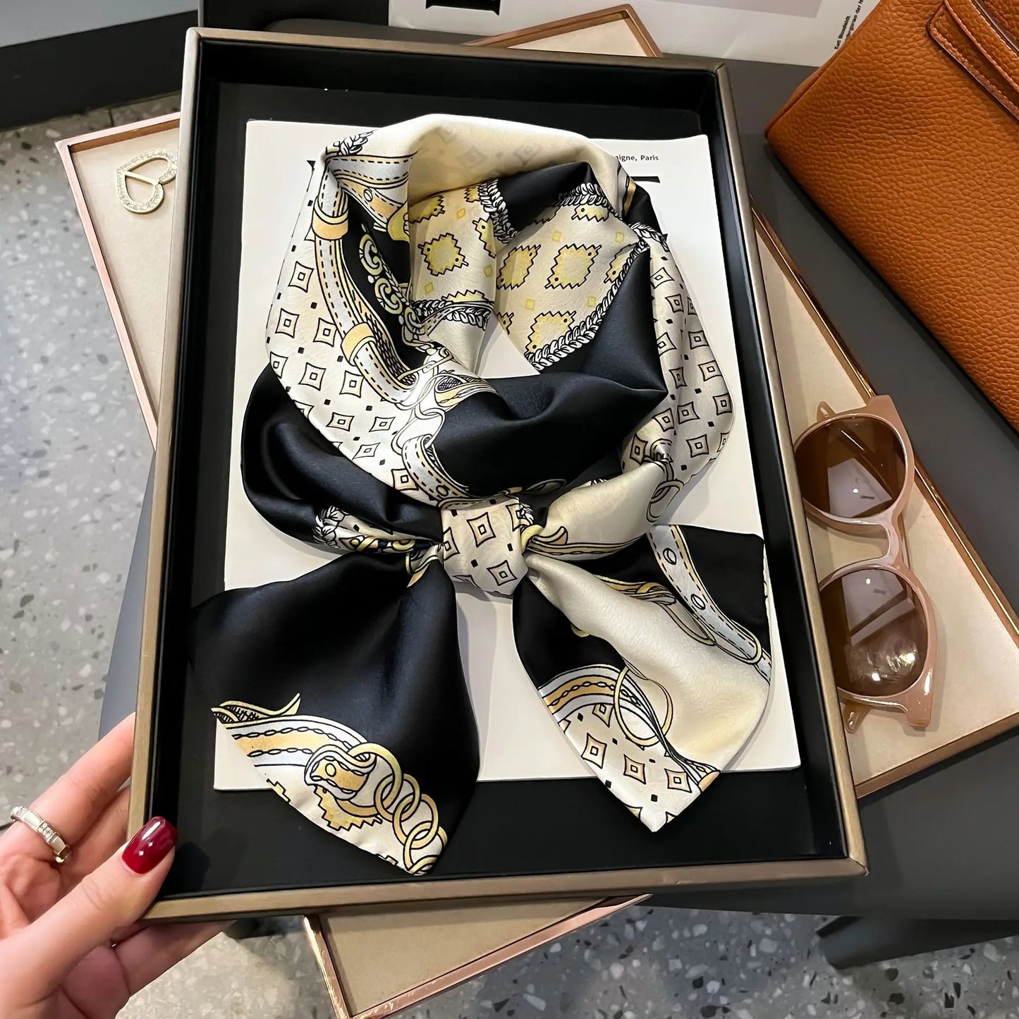 Long Silk Scarf Bag Tie Women Neck Skinny Scarves Hair band Foulard Horse Print Brand Lady Neckerchief Ribbon