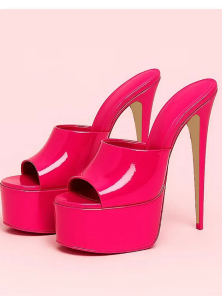 2026 Summer New Women's Thick Bottom, Fine High Heels, Toothed Cool Slippers, Fashion Show, Party, Ultra High Heel Sandals