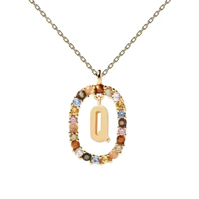 Creative A-Z Letter Pendant Women's Necklace Sweet Versatile Adjustable Chain Lobster Clasp Colorful Jewelry Popular 2026 Gift