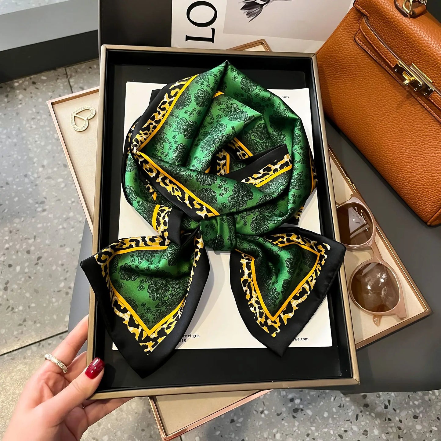 Long Silk Scarf Bag Tie Women Neck Skinny Scarves Hair band Foulard Horse Print Brand Lady Neckerchief Ribbon