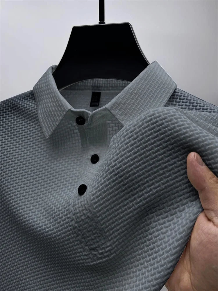 Summer men's loose and comfortable short-sleeved polo shirt ice silk breathable business fashion T-shirt high quality clothing