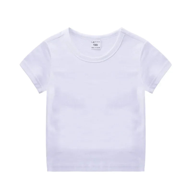 Summer Kids Short Sleeve T-Shirt Toddler Girls Cotton Colour Plain Tee Crewneck Boys T-Shirts Solid Tee Summer Children Clothes