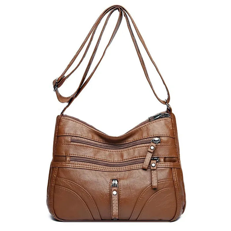 Fashion Women's Multi-color Leather Crossbody Bag for Daily Outings Commute Versatile Multi-pocket Stylish High-end Bag