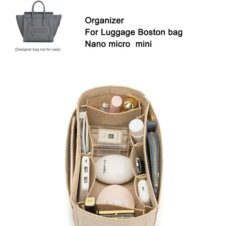 Insert Organizer With pad Pouch for Luggage Boston Bag Nano Micro Mini Bag , Liner Fit Handbags Tote