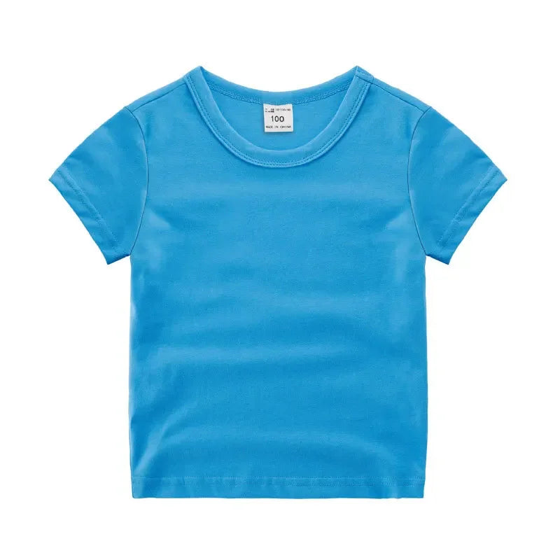Summer Kids Short Sleeve T-Shirt Toddler Girls Cotton Colour Plain Tee Crewneck Boys T-Shirts Solid Tee Summer Children Clothes
