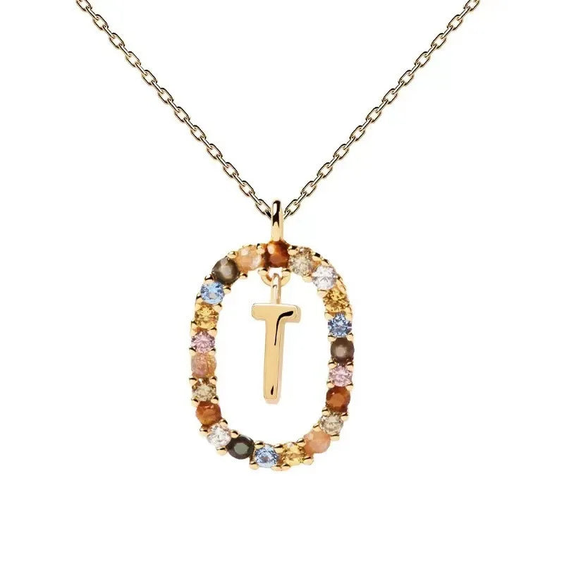 Creative A-Z Letter Pendant Women's Necklace Sweet Versatile Adjustable Chain Lobster Clasp Colorful Jewelry Popular 2026 Gift