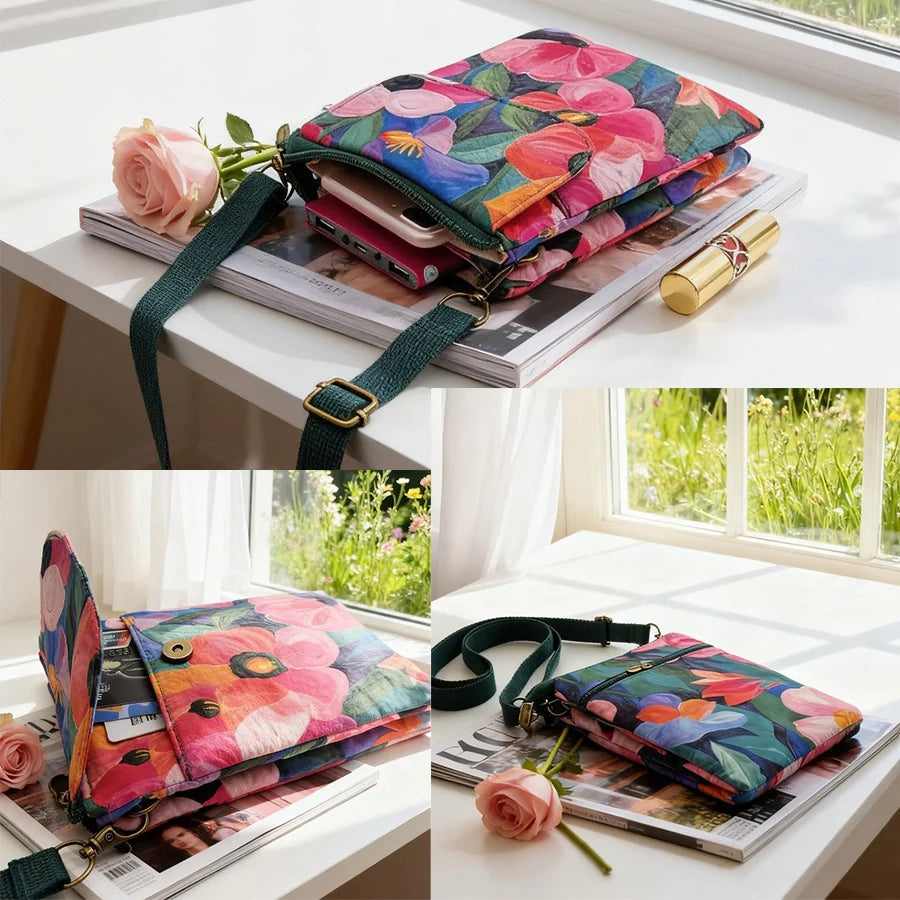 Casual single-shoulder storage, ID bag, phone bag, outdoor portable, fashionable crossbody, multi-layered and versatile
