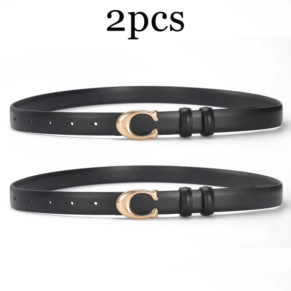 2-3pcs Fashion C-buckle Belt Simple Women Jeans Skirt Automatic Buckle Belt Trendy Women Birthday Party Gifts