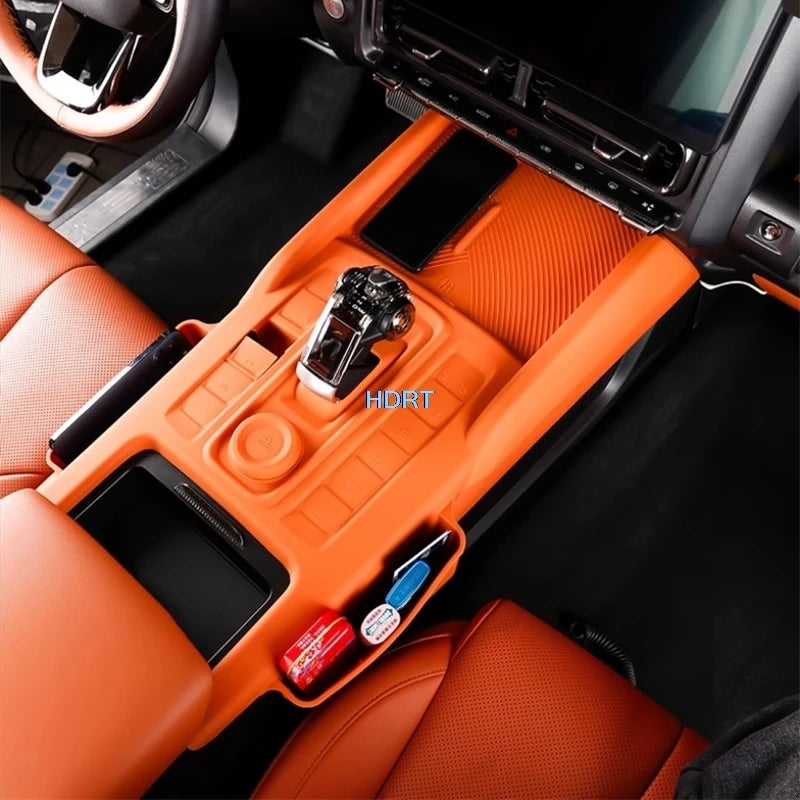 Car Styling Central Control Panel Gear Shift Armrest Storage Box Water Cup Pad Dust Cover Accessories For GWM Haval H9 2024 +