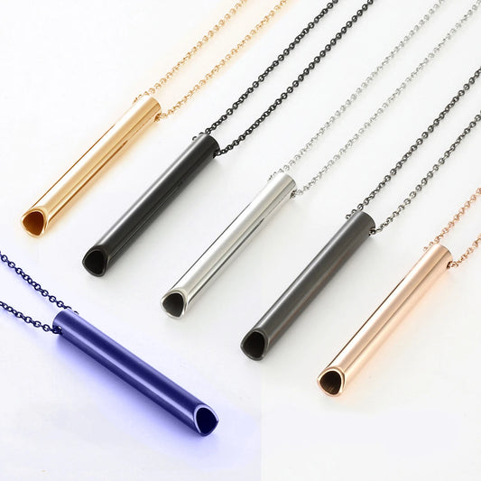 528Hz Meditation Breathing Necklace Stainless Steel Mindful Breathing Whistle for Anxiety & Stress Relief Yoga Gift