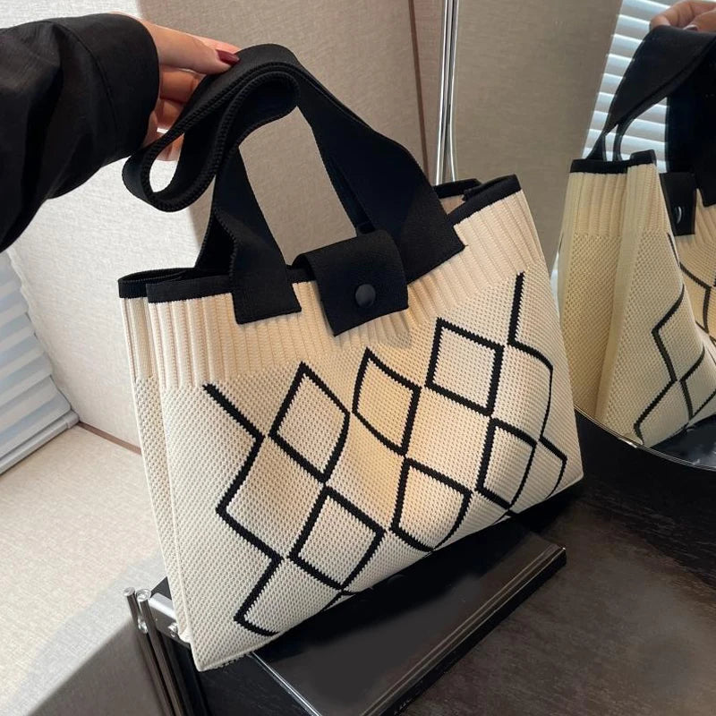 New Fashion Shoulder Bag Large Capacity Women Bags Handheld Versatile Knittted Corchet Shoulder Tote Bags