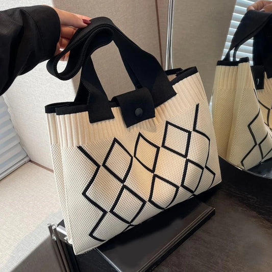 New Fashion Shoulder Bag Large Capacity Women Bags Handheld Versatile Knittted Corchet Shoulder Tote Bags