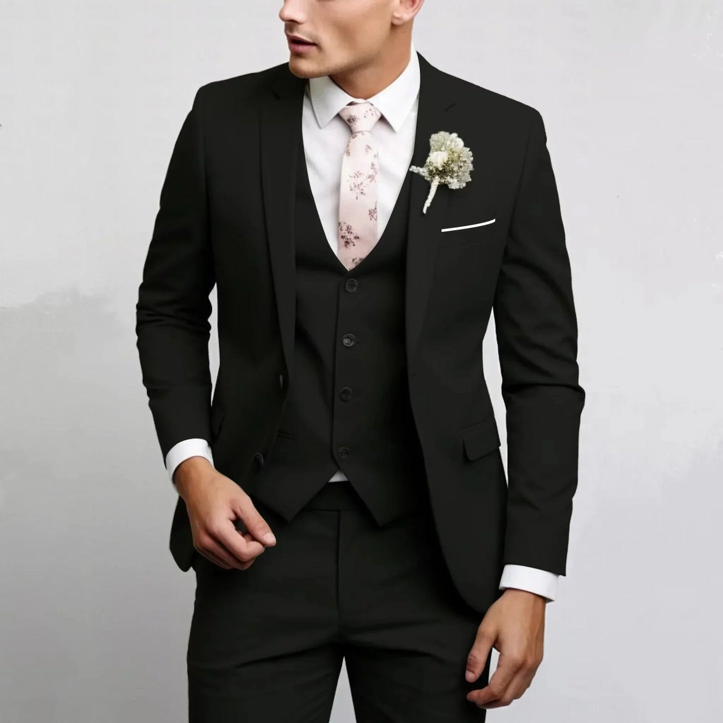 Casual Men's Suits  Slim Regular Fit 3 Piece Elegant Tuxedos Notch Lapel Blazer Vest Pants for Evening Party  Formal  Wedding