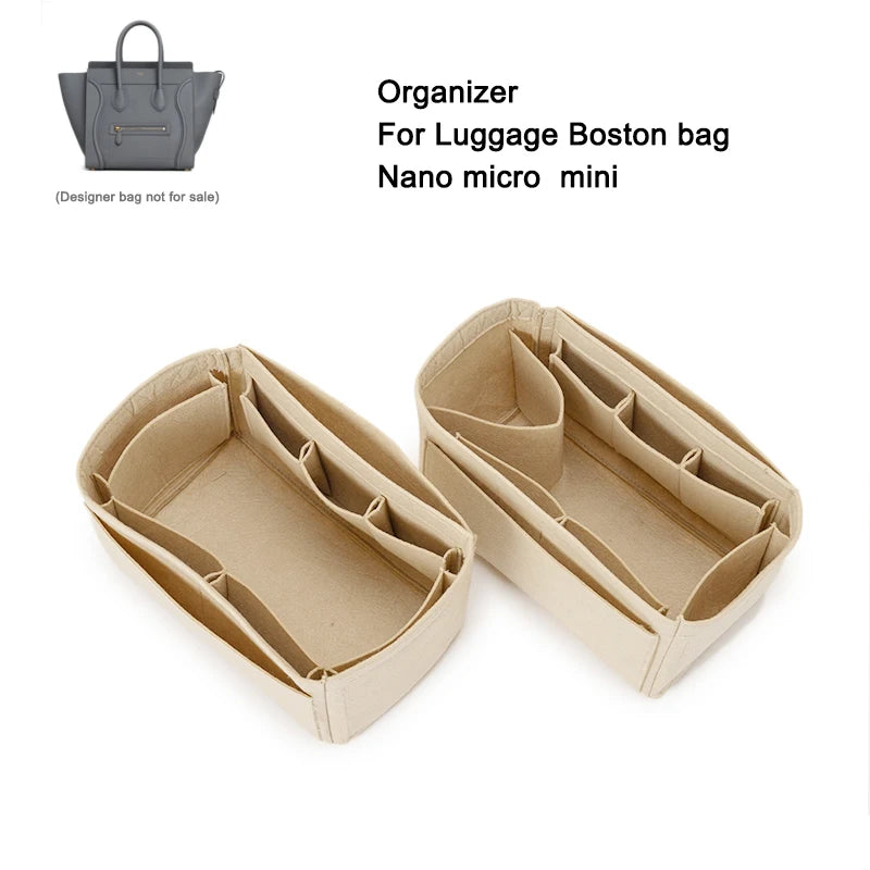 Insert Organizer With pad Pouch for Luggage Boston Bag Nano Micro Mini Bag , Liner Fit Handbags Tote
