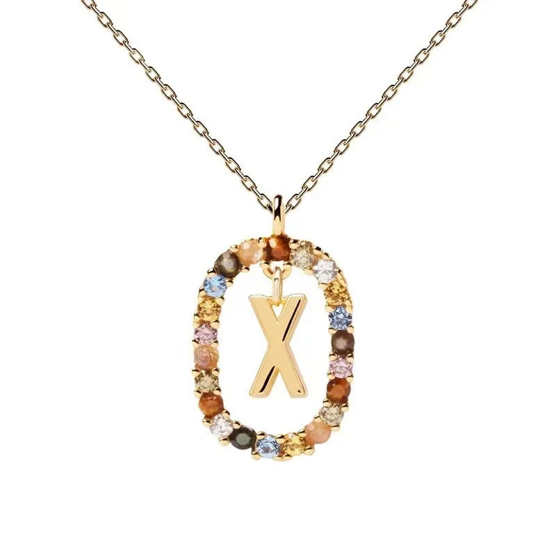 Creative A-Z Letter Pendant Women's Necklace Sweet Versatile Adjustable Chain Lobster Clasp Colorful Jewelry Popular 2026 Gift