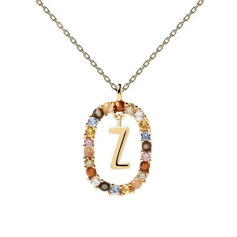 Creative A-Z Letter Pendant Women's Necklace Sweet Versatile Adjustable Chain Lobster Clasp Colorful Jewelry Popular 2026 Gift
