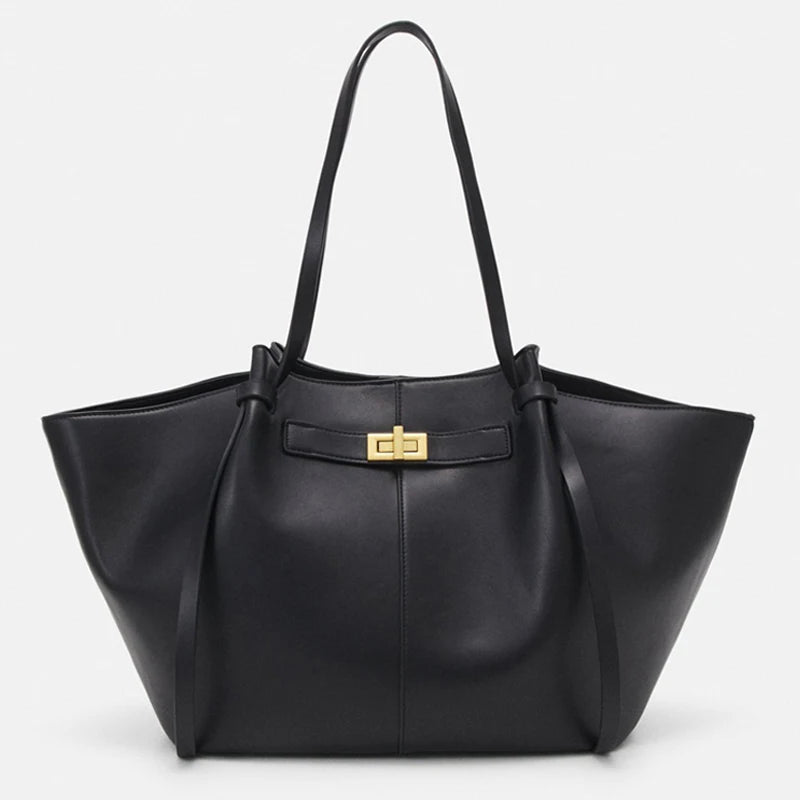 Fashion Large Capacity Trapeze Bag Designer Chic Lock Women Shoulder Bags Luxury Pu Leather Handbags Trend Underarm Bag 2025