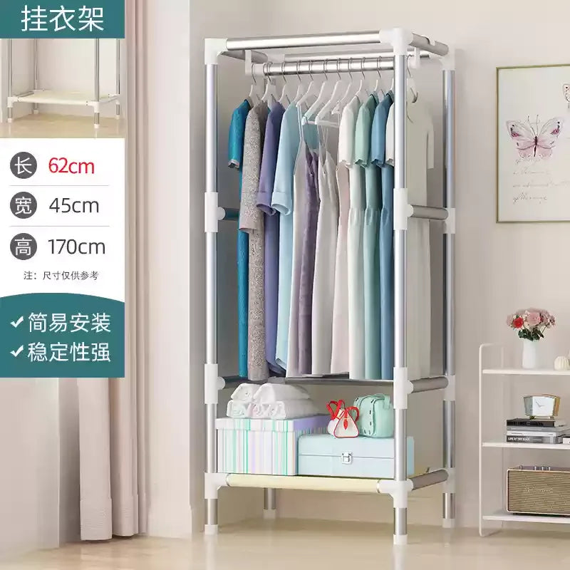 ‌Portable Fabric Closet, Multi-Tier Steel Wardrobe, Rust-Resistant Compact Cabinet Waterproof Storage Organizer with Multi-Color