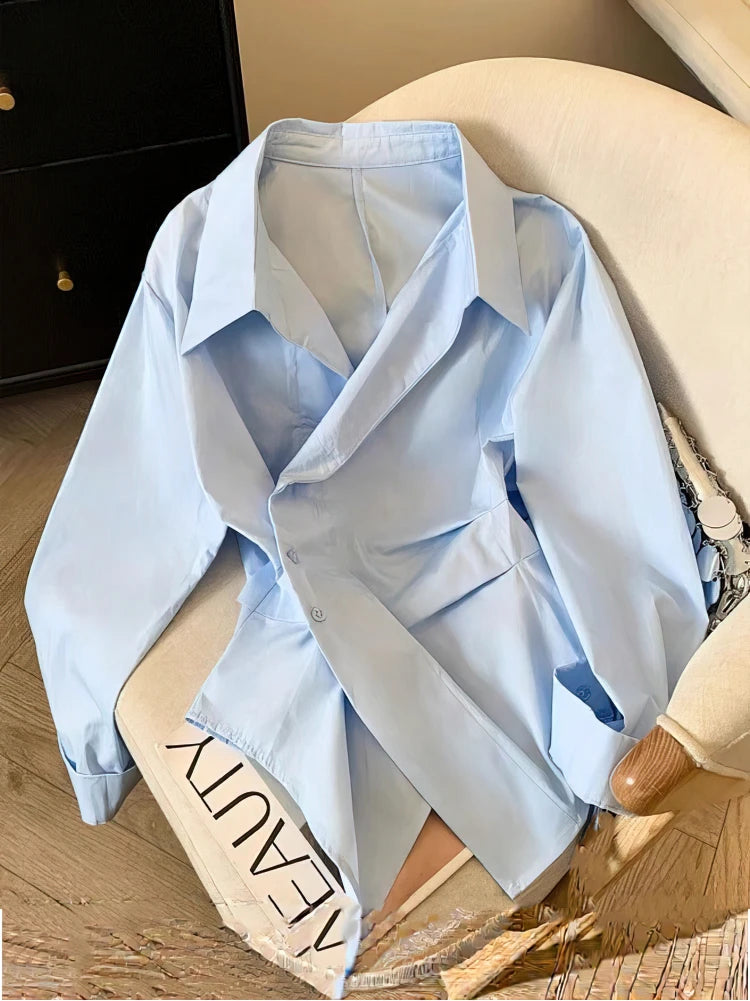 Designer Irregular Long sleeve Polo Shirt Women