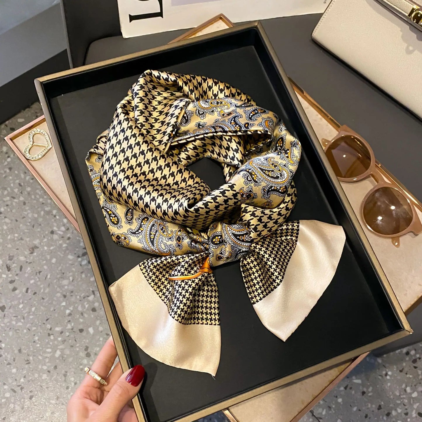 Long Silk Scarf Bag Tie Women Neck Skinny Scarves Hair band Foulard Horse Print Brand Lady Neckerchief Ribbon
