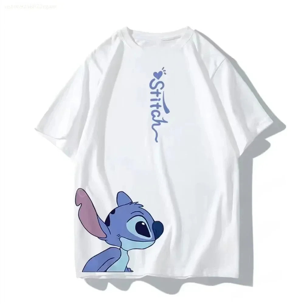 2026 Family Outfits Summer Stitch and Angel Couple Cotton T Shirt Men Women Short Sleeve Boys Girls Kids Tees Children Clothes