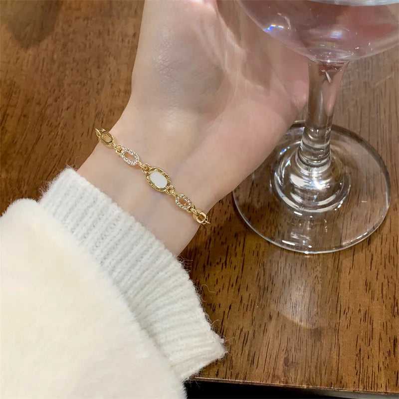 Luxury Geometric Gold Plated Zircon Bracelet for Women