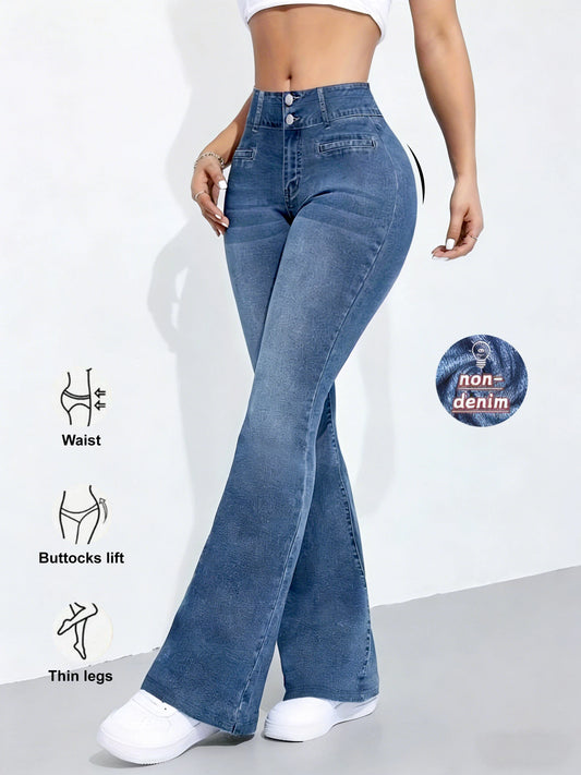 High Elasticity non-denim Printed Leggings Women's High Waist Slim Leggings Gym Trainning wide leg Fashion leggings casual wear