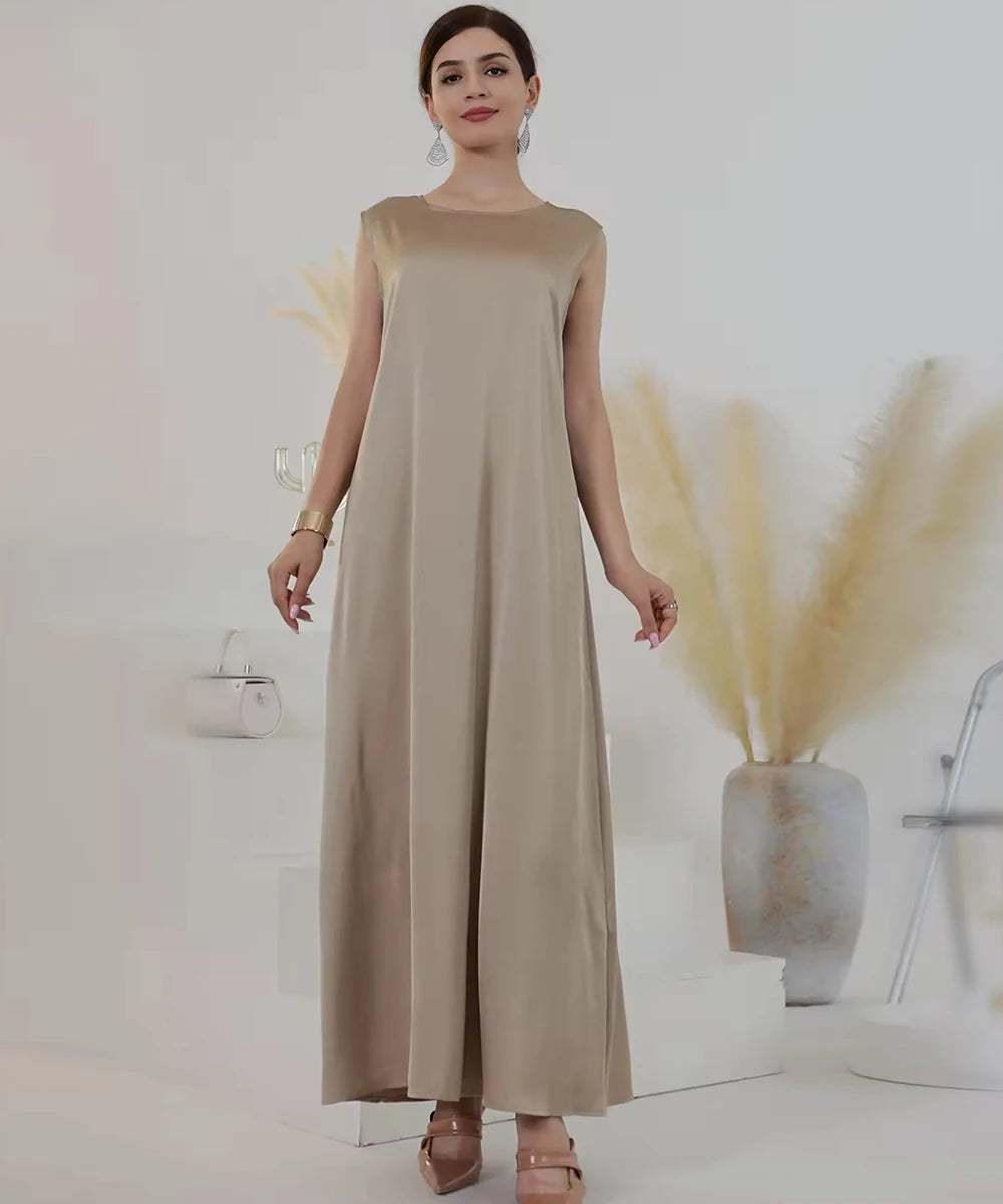 Abaya Inner Dress High Quality White Sleeveless