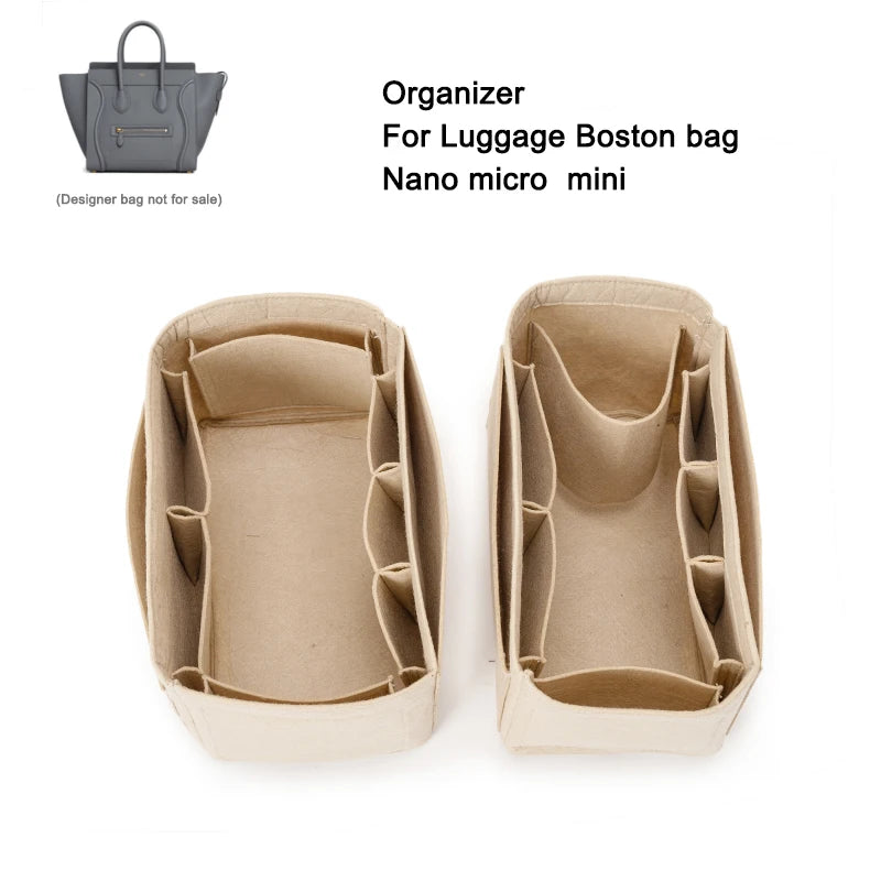 Insert Organizer With pad Pouch for Luggage Boston Bag Nano Micro Mini Bag , Liner Fit Handbags Tote