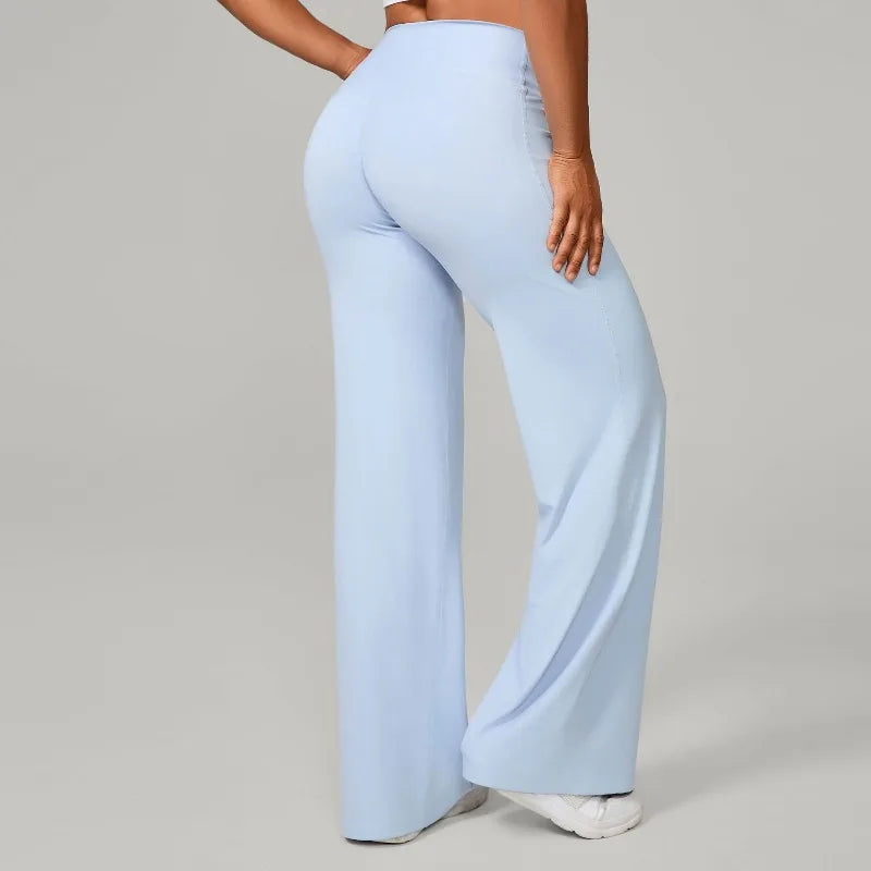 Women's Pilates Straight Yoga Pants Leggings Versatile Loose Wide-Leg Running Sports Fitness Hip-Lifting High Waist Trousers