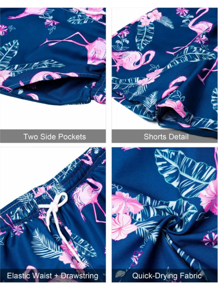 2024 Summer Men's Casual Commuter Suit Men's Striped Printed Shirt Short Sleeve Shorts 2-Piece Men's Hawaiian Beach Style Wear
