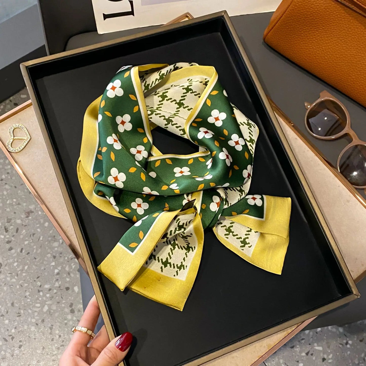 Long Silk Scarf Bag Tie Women Neck Skinny Scarves Hair band Foulard Horse Print Brand Lady Neckerchief Ribbon