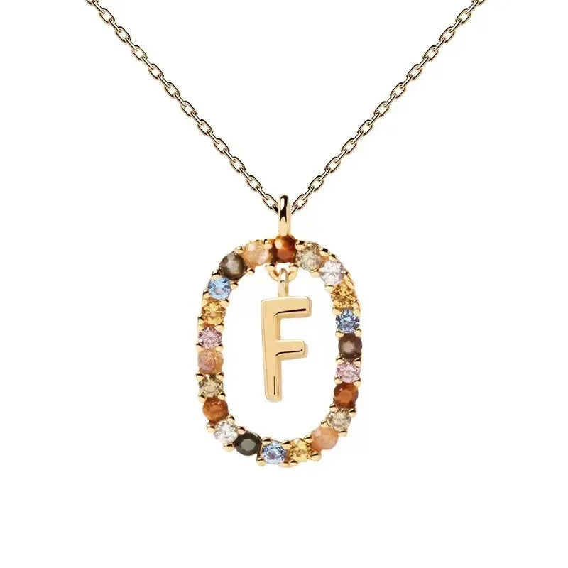 Creative A-Z Letter Pendant Women's Necklace Sweet Versatile Adjustable Chain Lobster Clasp Colorful Jewelry Popular 2026 Gift