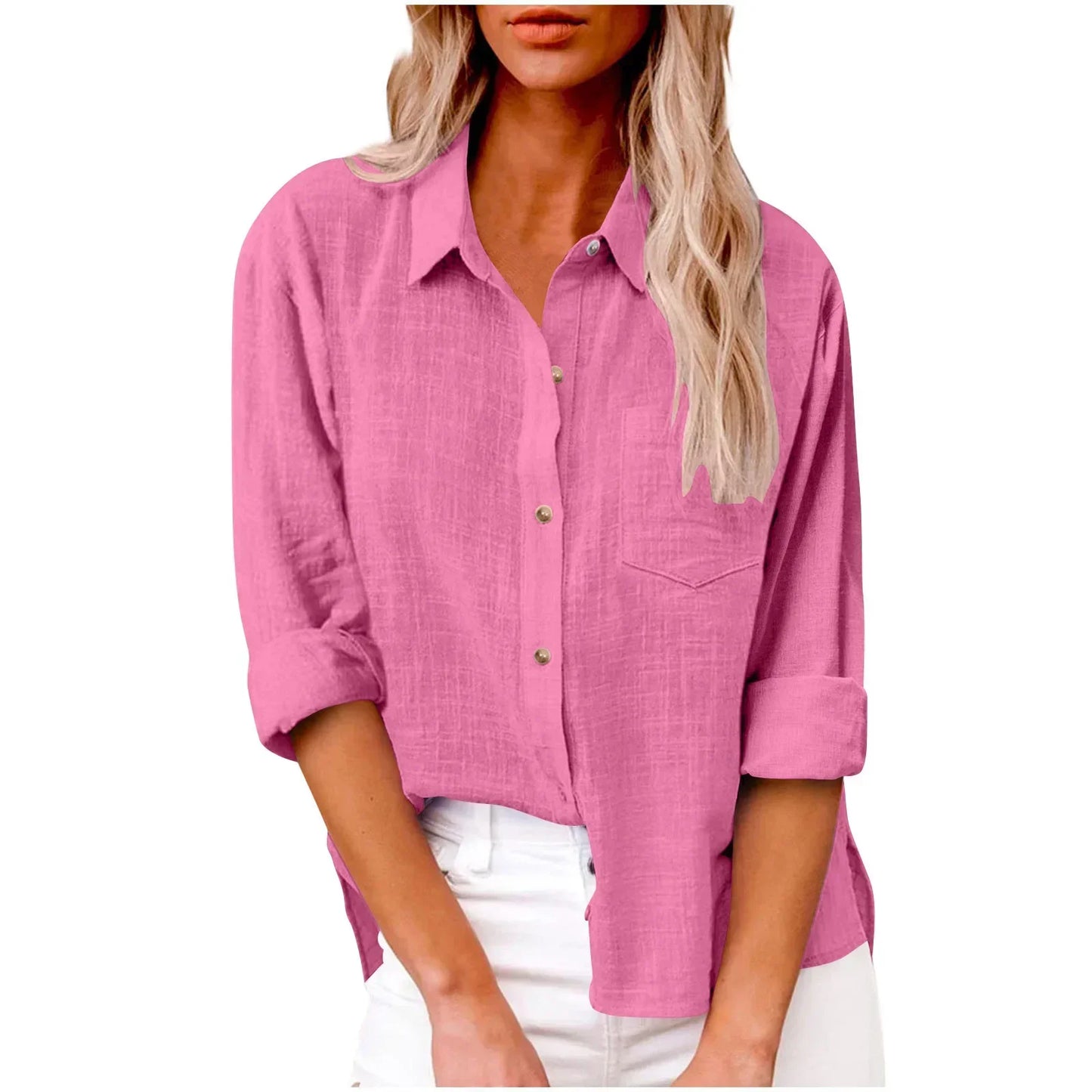 Cotton Linen Long Sleeve Shirts for Women T Shirt