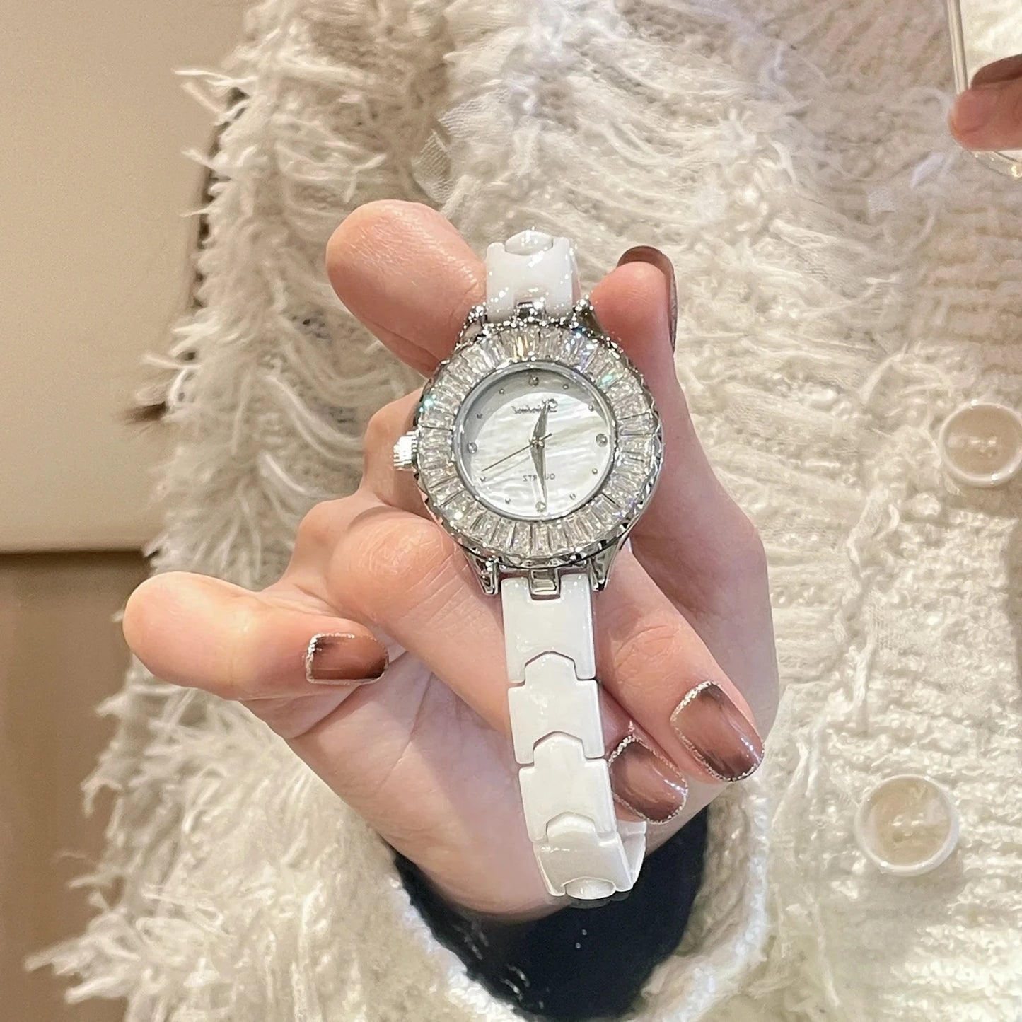 Luxury Fashion Full-Diamond Women’s Watch 2026 New Casual Chic Ceramic-Strap Ladies’ Timepiece Elegant Party Watch for Women