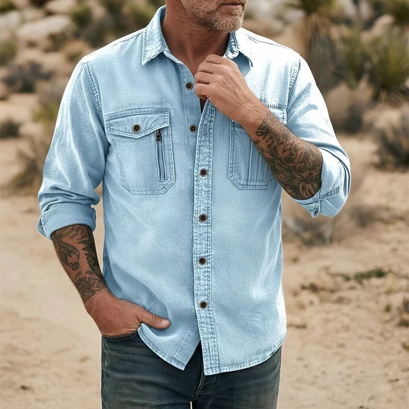 Fashion Mens Solid Color Cargo Shirt Linen Breathable Long Sleeve Buttoned Casual Shirts 2026 Spring Autumn Stylish Men Cardigan
