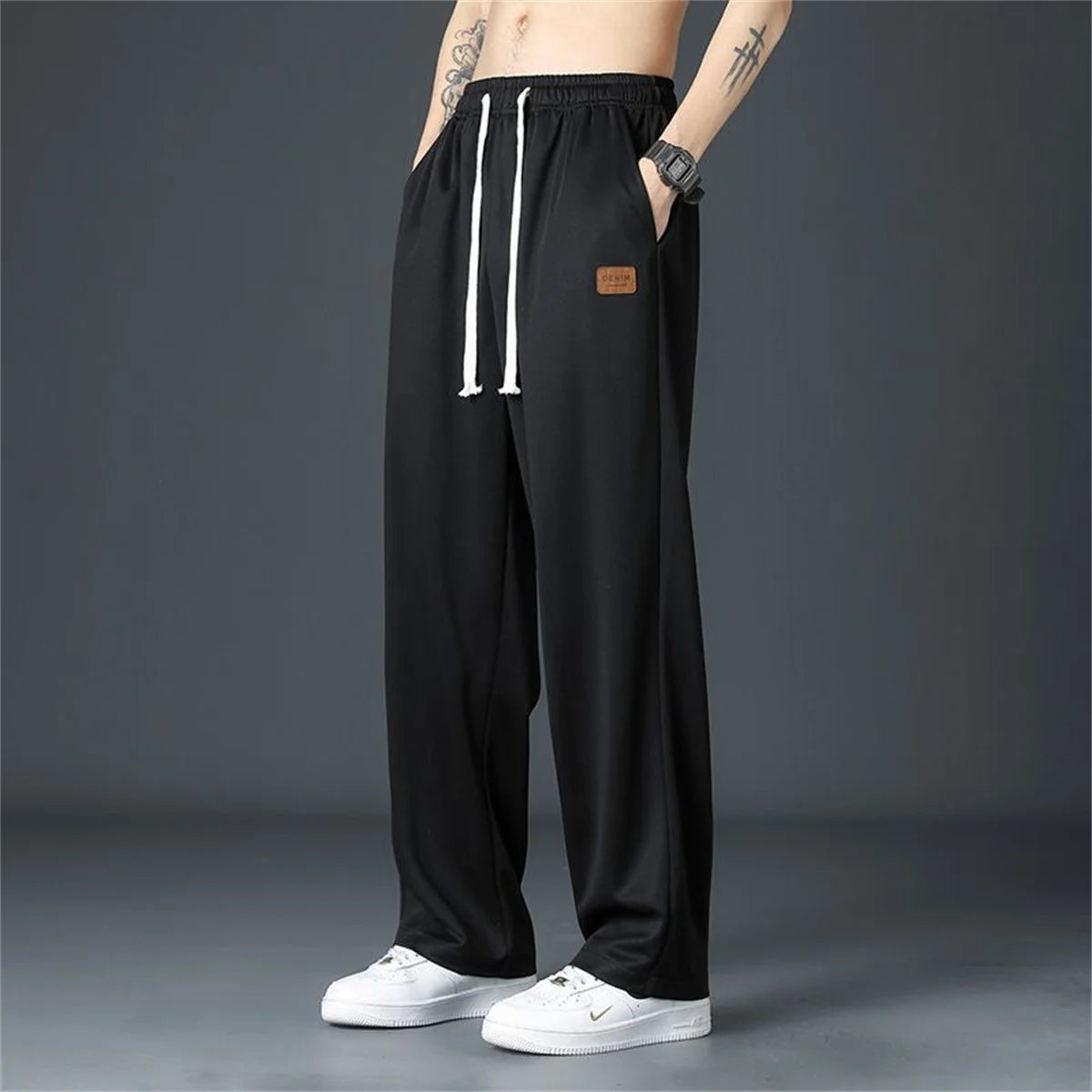 Black Straight Pants for Men's
