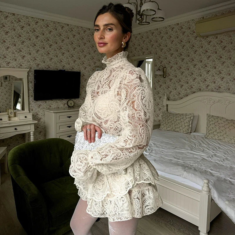 New Lace Hollow Two Piece Skirt Suit Women's