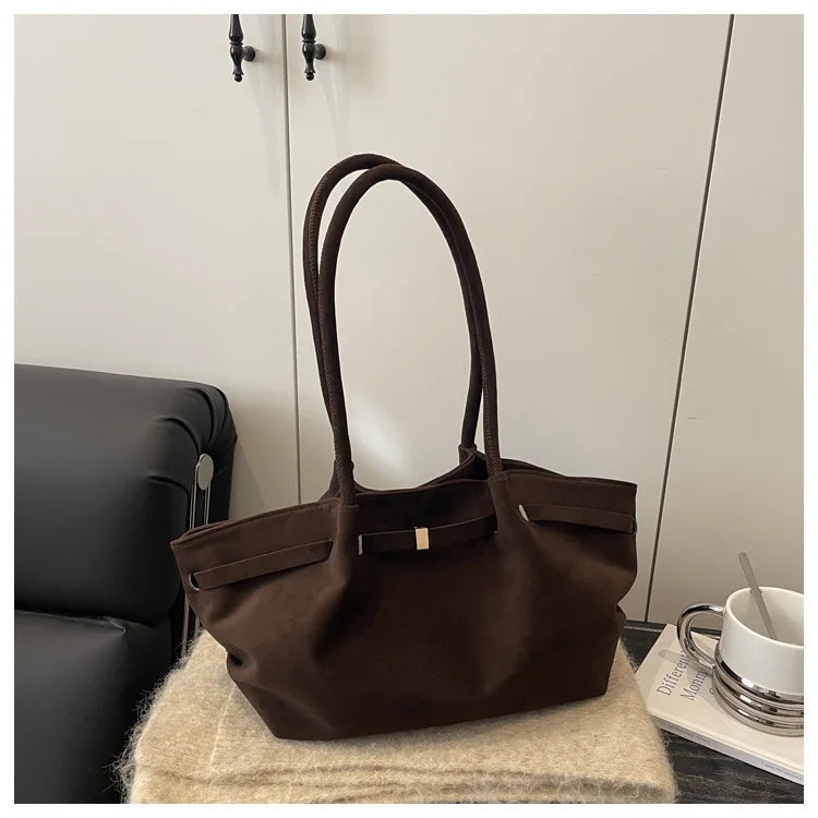 Faux Suede Shoulder Bag Women Fashion Commute Tote Bag Casual Underarm Bucket Purse Fall Daily Luxury Handbag