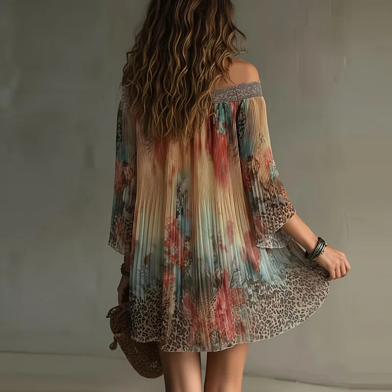 Spring Elegant Colorful Print A-Line Party Dresses Woman