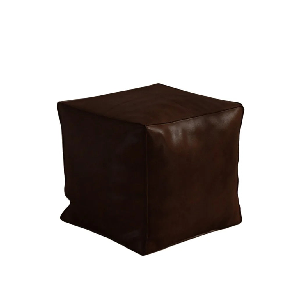 Nordic Style Non-Slip Storage Stool Large Capacity Waterproof PU Leather Ottoman Thicken Stackable Leather Pouf Living Room