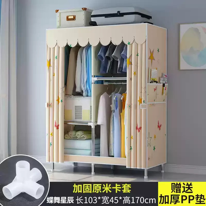 ‌Portable Fabric Closet, Multi-Tier Steel Wardrobe, Rust-Resistant Compact Cabinet Waterproof Storage Organizer with Multi-Color