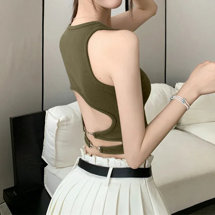 Sports Tank Tops With Bra Pad Casual Crop