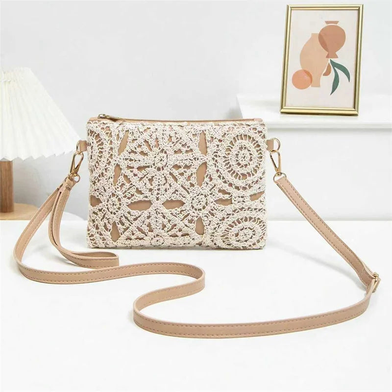 Pattern Hollow Woven Bag，Boho Beach Bags ，Premiun Style Crossbody Bag For Ladies，Vacaition Outfits Women,Travel Must Haves
