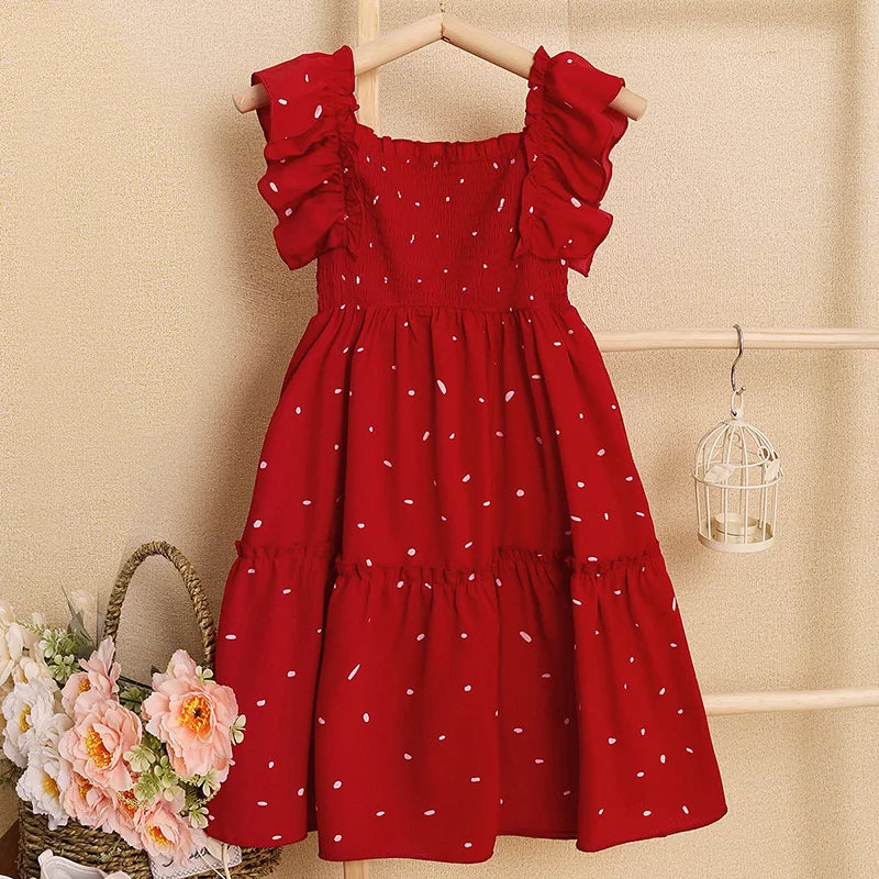 ZARA Summer Girl Clothes Sleeveless Dress Lace Cuff Suspender dress