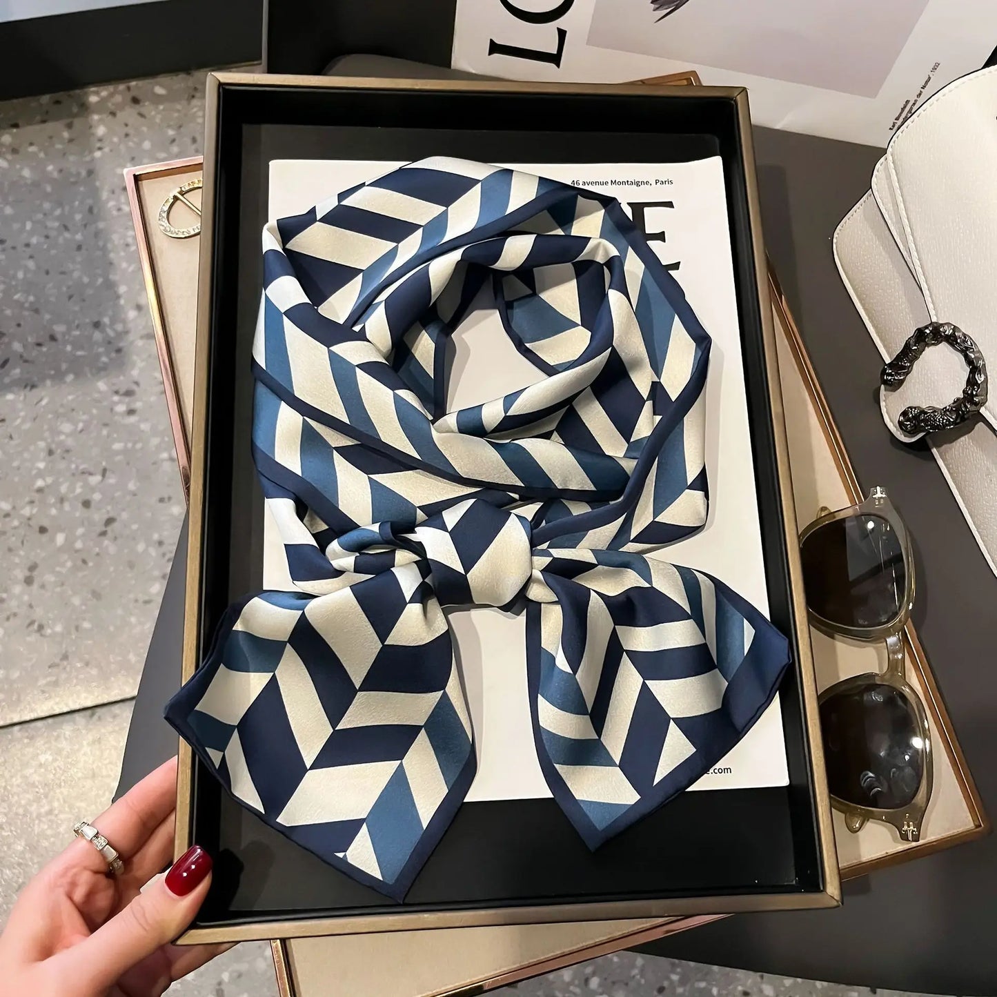 Long Silk Scarf Bag Tie Women Neck Skinny Scarves Hair band Foulard Horse Print Brand Lady Neckerchief Ribbon