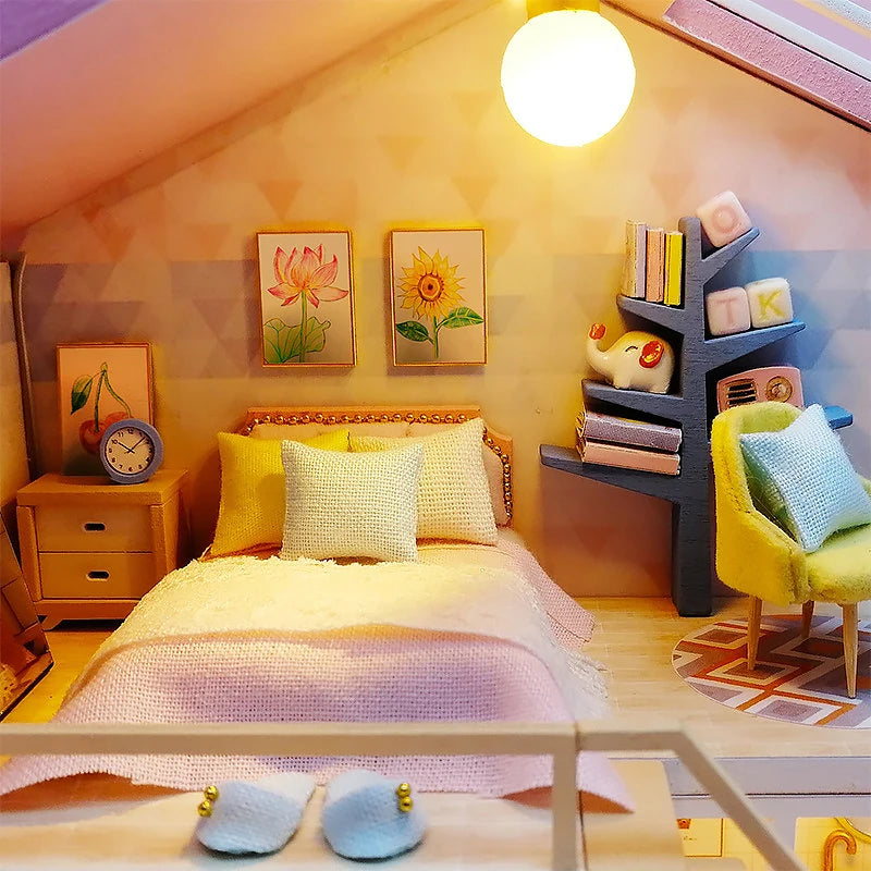 Wooden Miniature Doll House 3D Puzzle Assembly