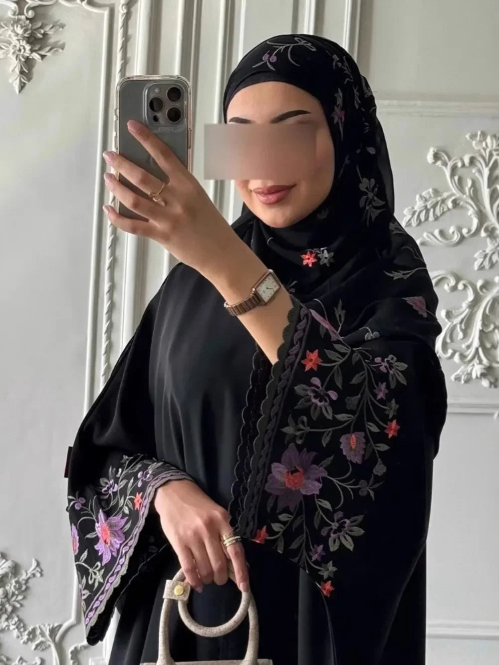 Abaya Party Dress Embroidery Muslim Without Scarf